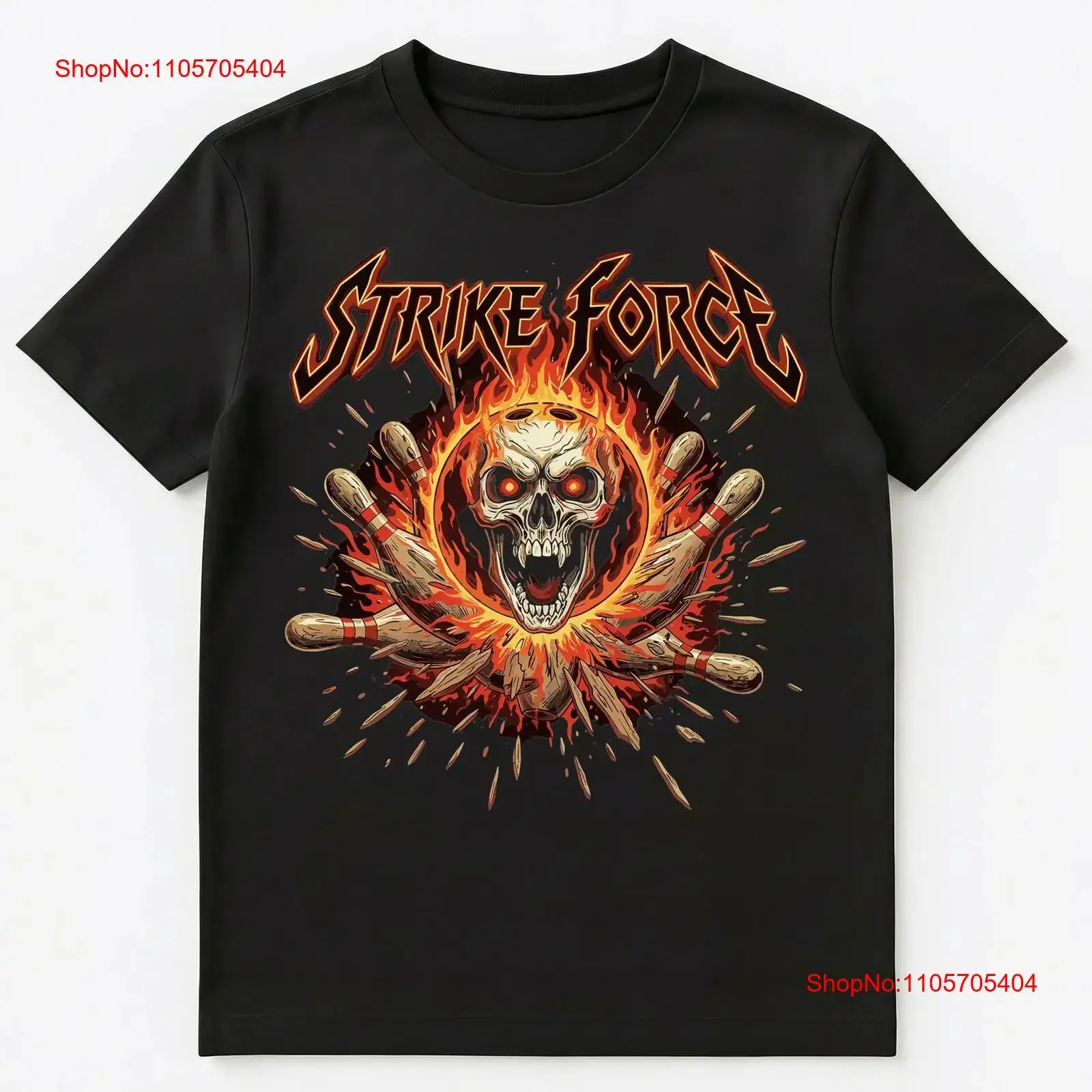 Bowler Skull Strike Flaming Pins Bowling Sport T Shirt long or short sleeves vintage Washed streetwear Unisex homme Comfortable