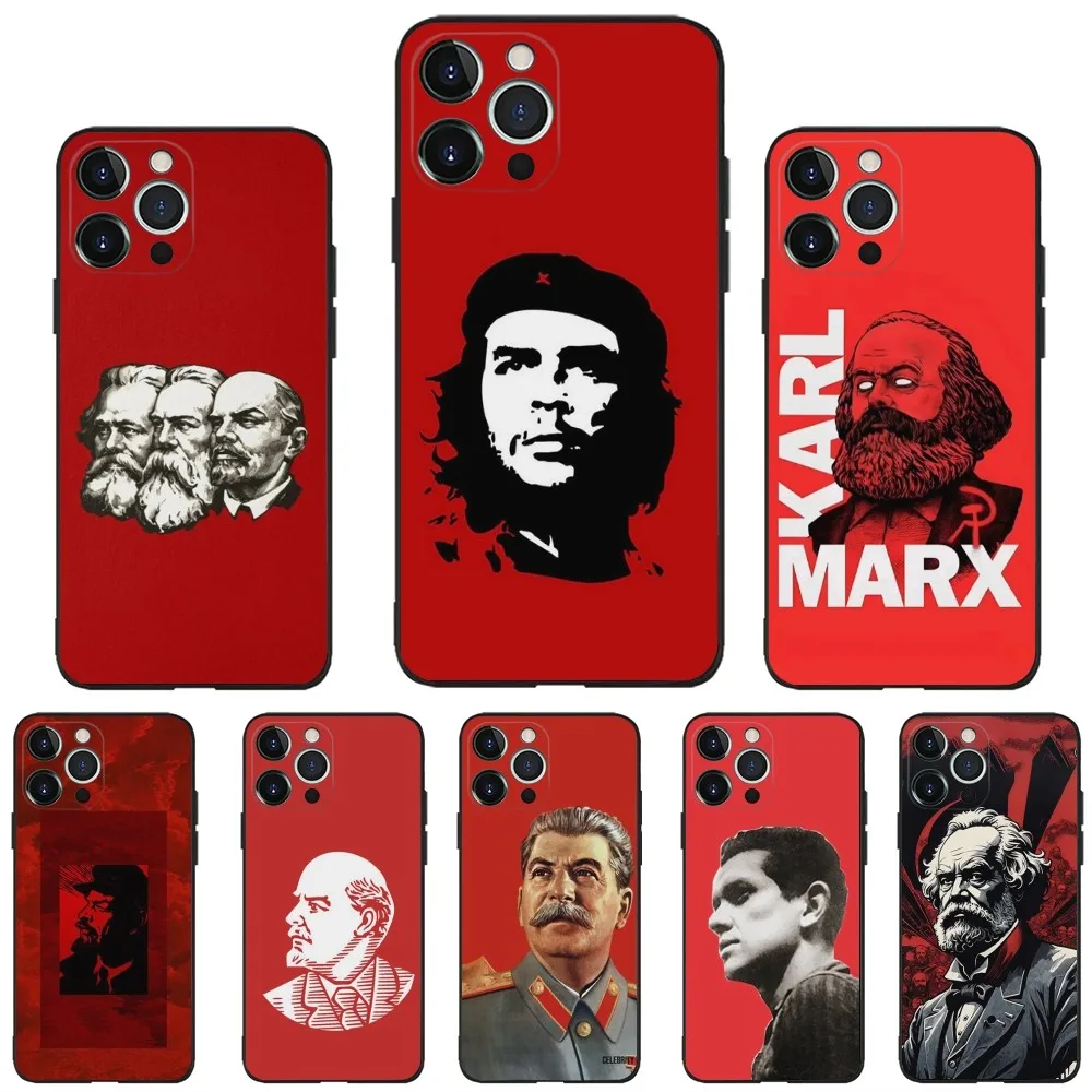 S-Stalin Marx Lenin Phone Case For iPhone 16,15,14,13,12,11,Plus,Pro Max,XS,X,XR,SE,Mini,8,7 Soft Silicone Black Cover