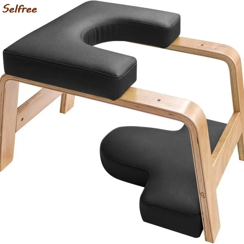 Multifunctional Wood Yoga Stool Fitness Inverted Solid Stool Professional Core Strength Auxiliary Chair Home Fitness Yoga Chair