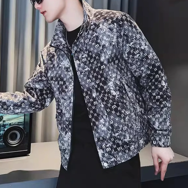 

Korean Letter Printed Jacket Men High Quality Lapel Casual Jackets Loose Social Contact Street Wear Hip Hop Harajuku Coats 2025