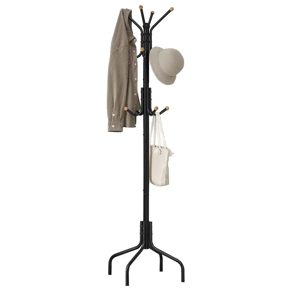 URCR031B01 Perchero de metal con 12 ganchos y 4 patas, para ropa, sombreros y bolsas, para entrada, sala de estar, recámara, col