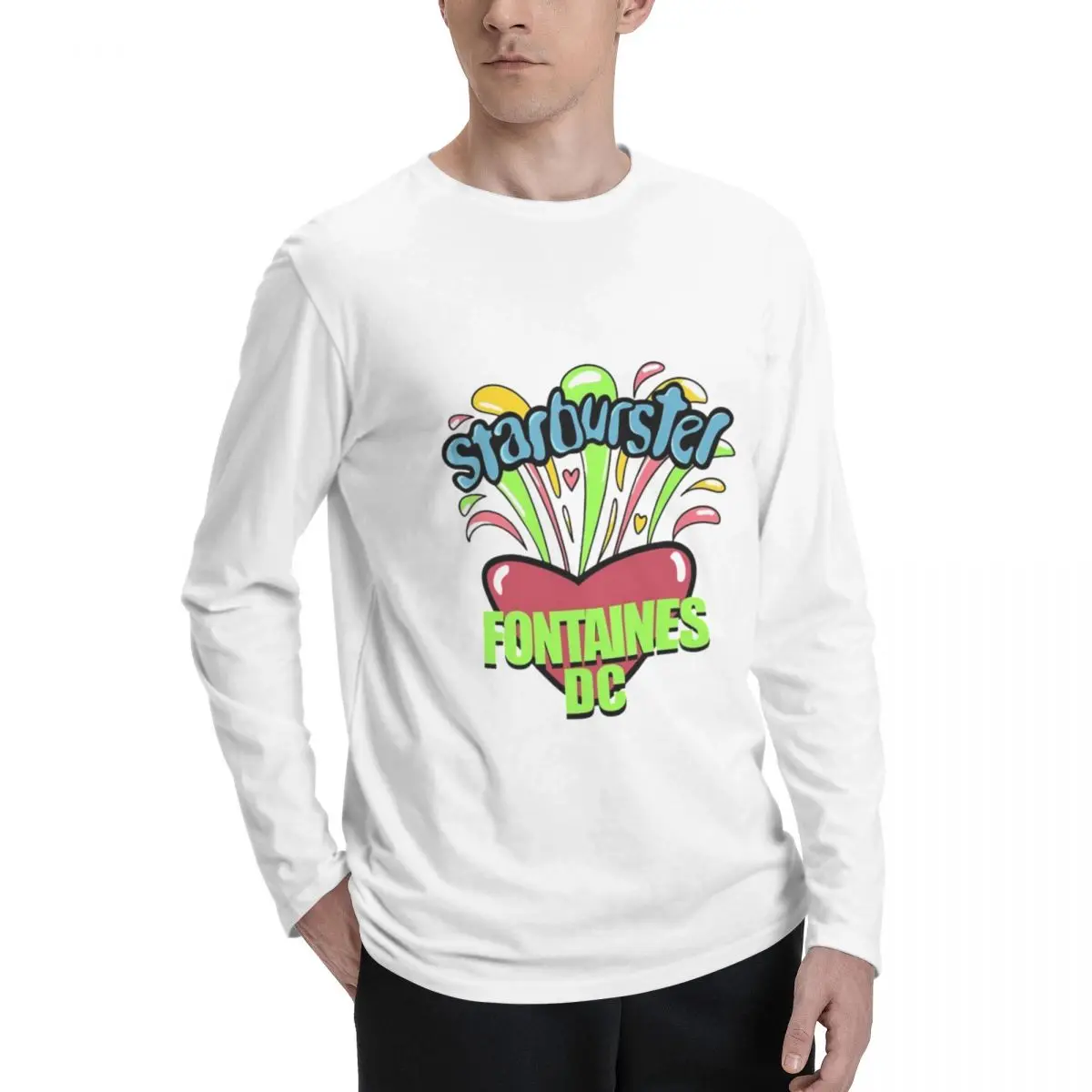 Stylish Men's Long-Sleeve T-Shirt Fontaines_DC_Starburste Durable Fabric, Relaxed Fit, Perfect for Any Casual Occasion.