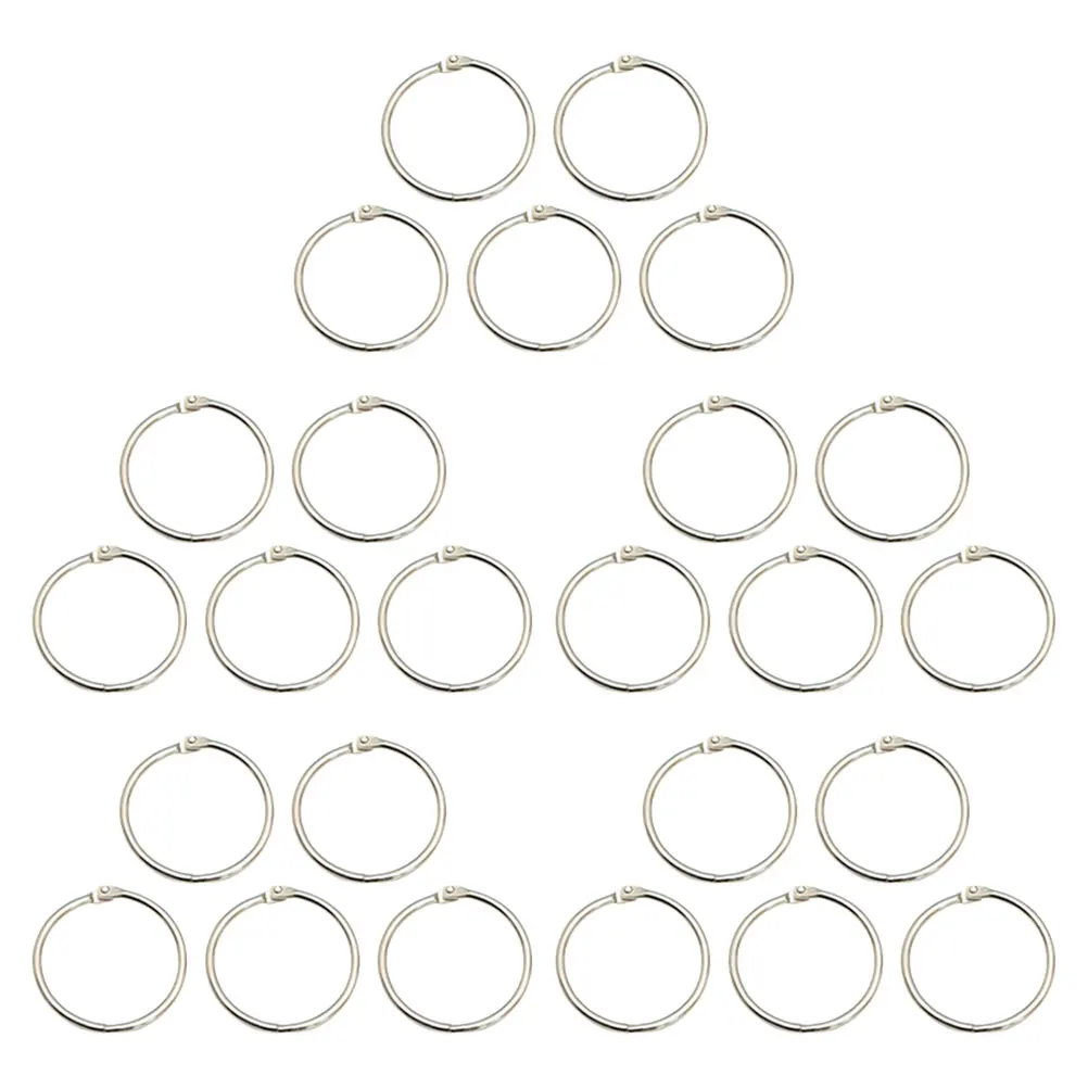 25개 북 바인더 링, 금속 루즈 리프 바인더 링, DIY 노트북, 스크랩북, 인덱스 카드, 키 링 클립, 매끄러운 표면