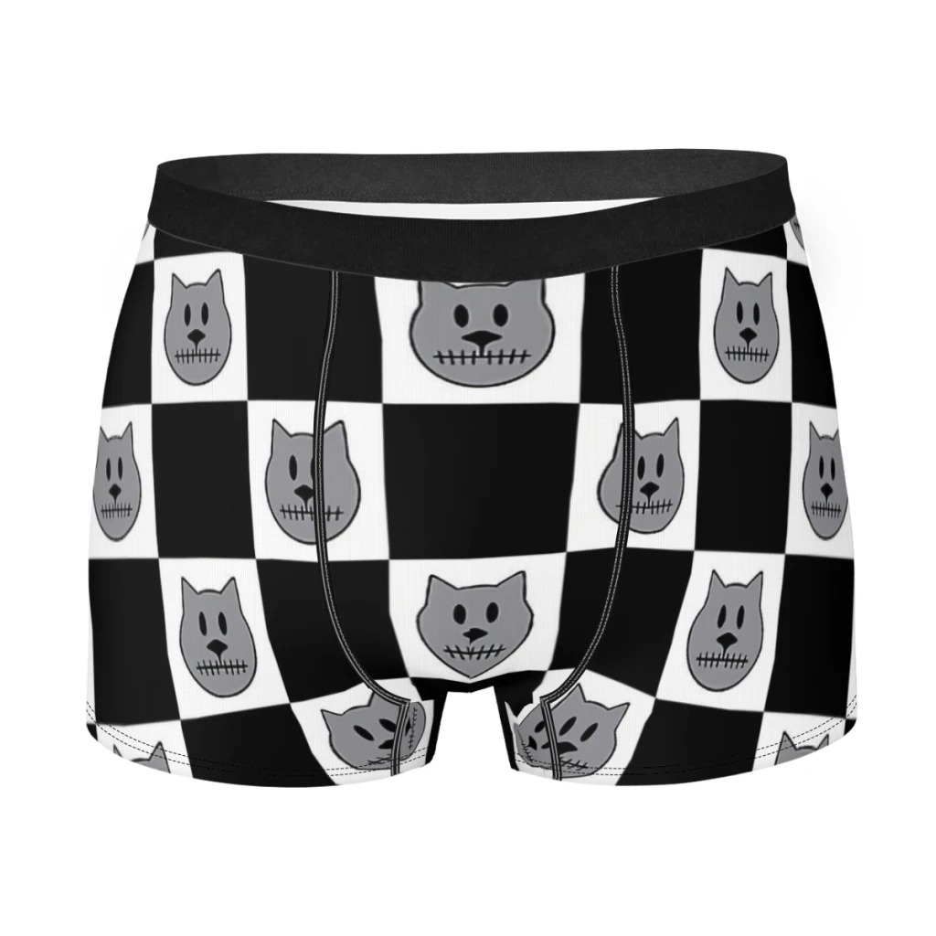 

Spooky Cat Checkers Underpants Breathbale Panties Man Underwear Ventilate Shorts Boxer Briefs