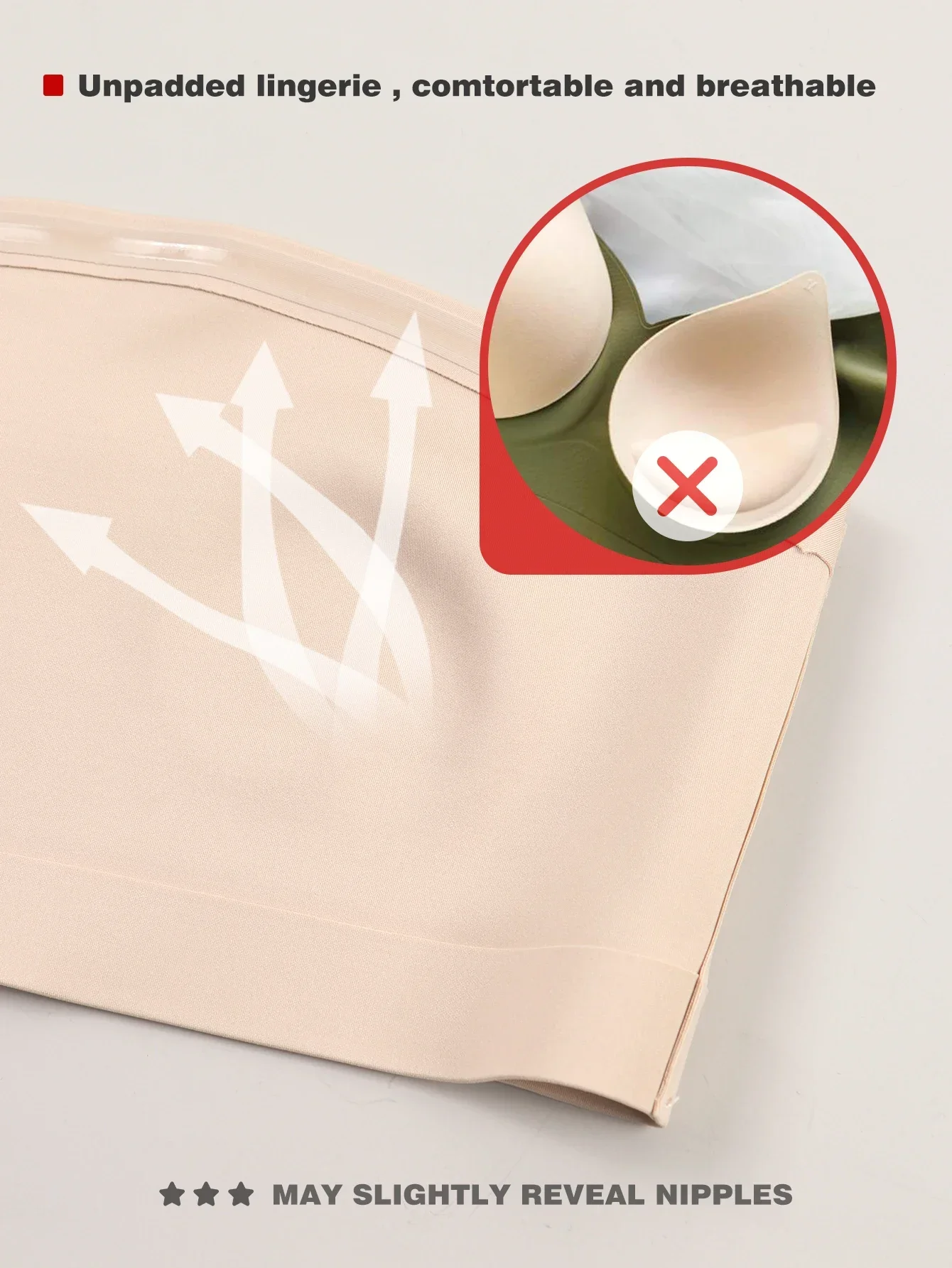 Biustonosz damski bez ramiączek, bez wkładek, bezszwowy, zapinany z przodu na guziki, wygodna, gładka bielizna.