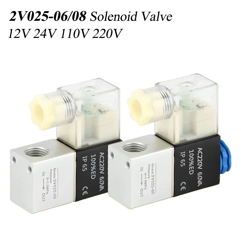 2V025-06 2V025-08 Solenoid Valve DC12V DC24V High-quality Solenoid Air Valve AC110V AC220V AC24V Normally Closed Control Valve