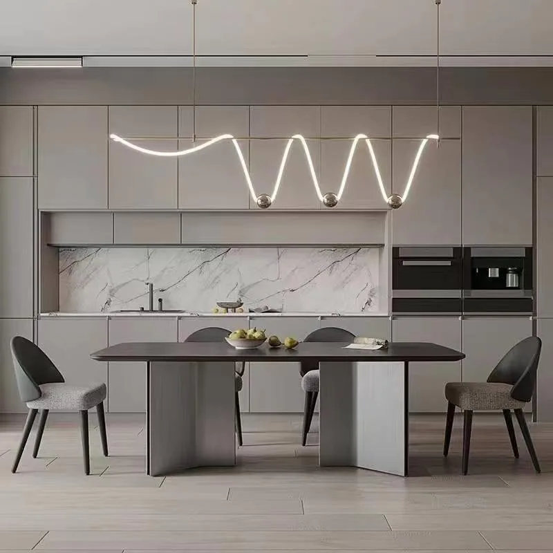 natural marble dining table rectangular household dining table and chair combination household dining table