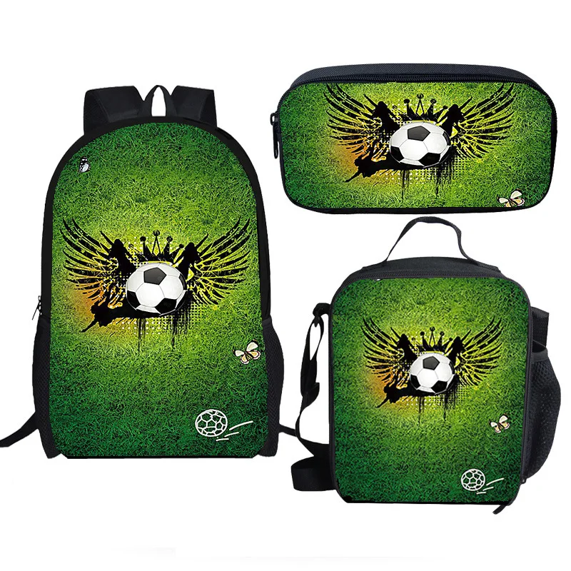 Classic Popular Funny football 3D Printed 3pcs/Set pupil School Bags Laptop Daypack Backpack Crossbody Lunch bag Pencil Case