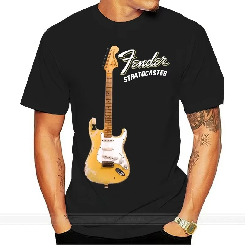 100% Cotton Print Shirts customized T-shirt YNGWIE MALMSTEEN Stratocaster Electric Guitar T-Shirt Black