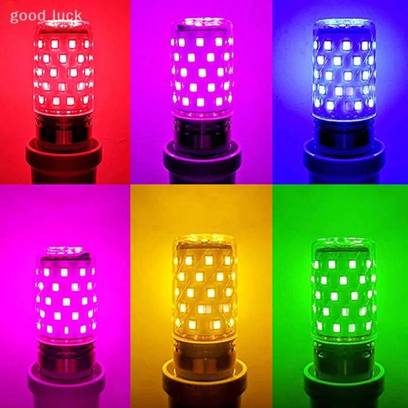E14 E27 ฐานสกรู LED ข้าวโพดหลอดไฟที่มีสีสันหลอดไฟ LED ที่มีสีสันหลอดไฟอลูมิเนียมไม่มีการสั่นไหวโคมไฟข้าวโพดตกแต่งบ้าน