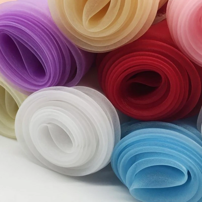 High Density Organza Fabric for Wedding Dress, Imitation Silk Fabric, DIY Handmade Accessories, Transparent Yarn, 5m Lot