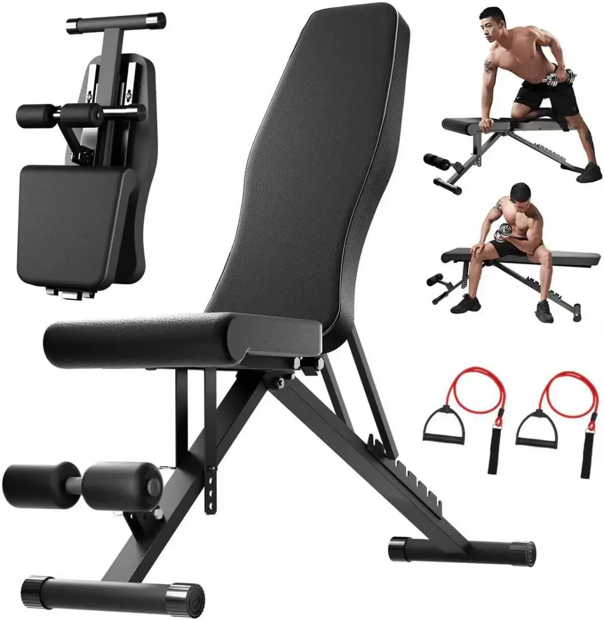 Heavy Duty 1000LBS Adjustable Weight Bench, 14-In-1 Multi-Functional Incline Decline Flat Bench Press, Foldable Full Body Dumbbe
