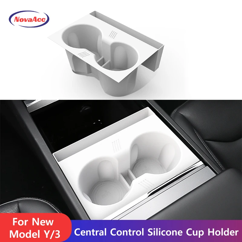 

Car Central Control Silicone Cup Holder For Tesla Model Y Juniper 3 Highland Anti - Skid Food Grade Silicone Easy Installation