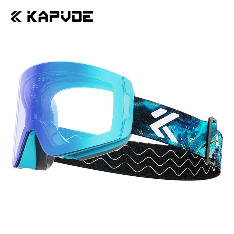 Kapvoe Ski Goggles Magnetic Double Layer Anti-fog Red Photochromic Skiing Men Women Wide Vision Snowboard UV400 Snow Sunglasses