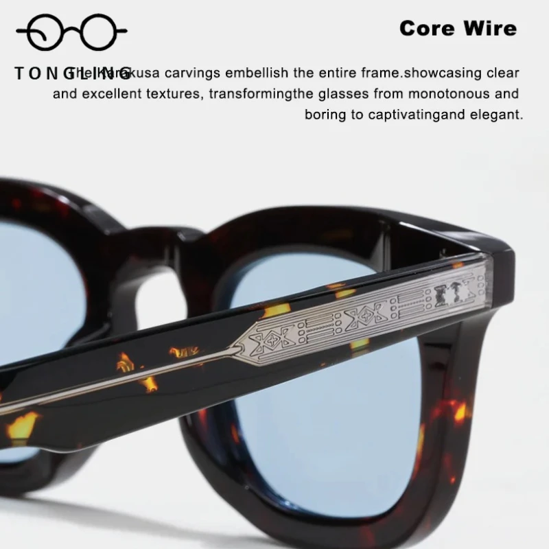 Luxury brand tortoiseshell SDEVAUX Sunglasses UV400 Outdoor Handcrafted men\'s driving fishing trend sunglasses can be carved
