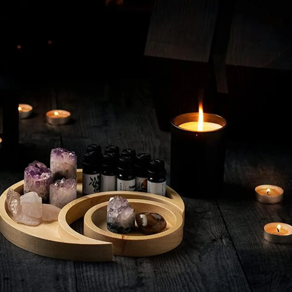 1Set Moon Tray Crystal Stone Storage Exquisite Craft Tabletop Decor Smooth Surface Elegant Gift Home Furnishing view 5