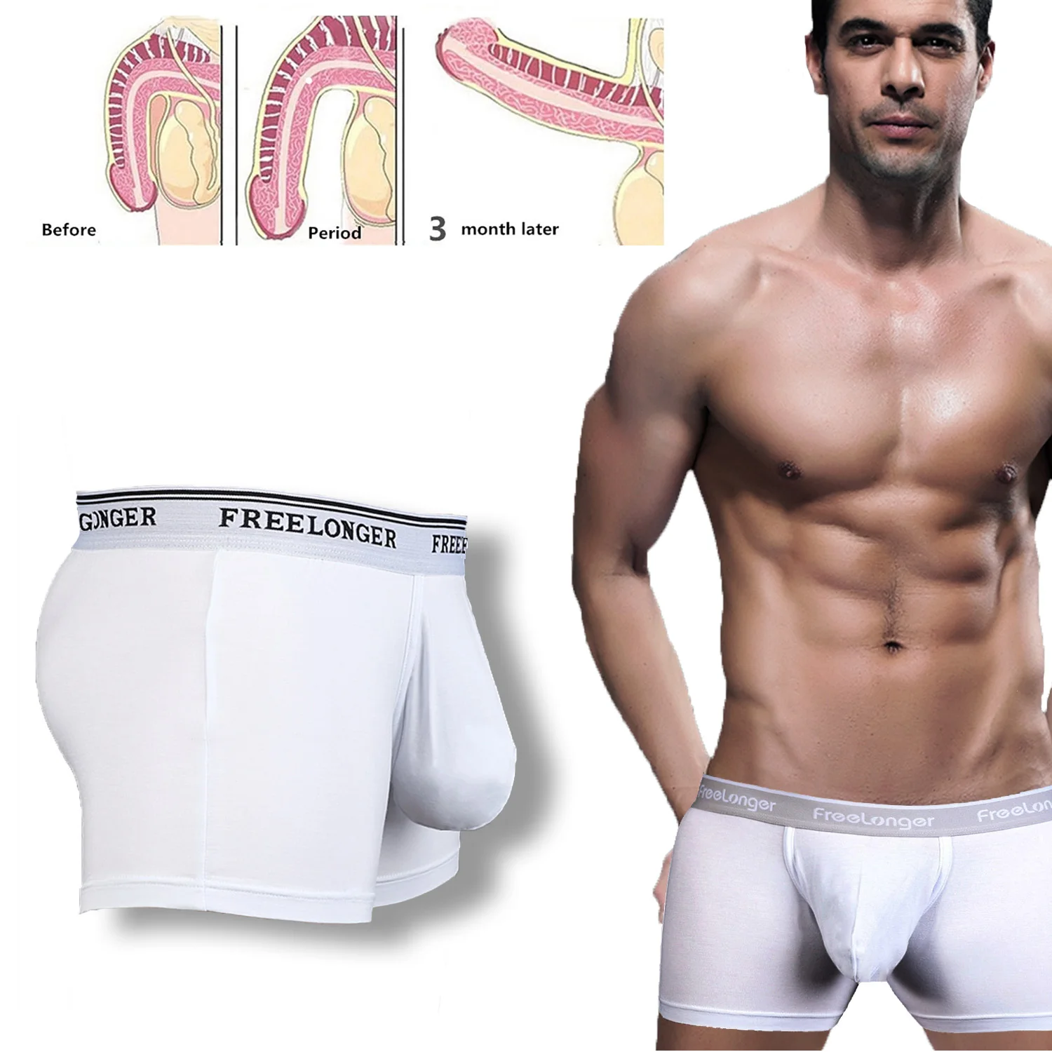 

Man Ultra-Low Briefs with Super Big Penis Pouch Modal Elastic Sexy Lingerie for Long Cock Gay Special Plus U-convex Boxer Erotic