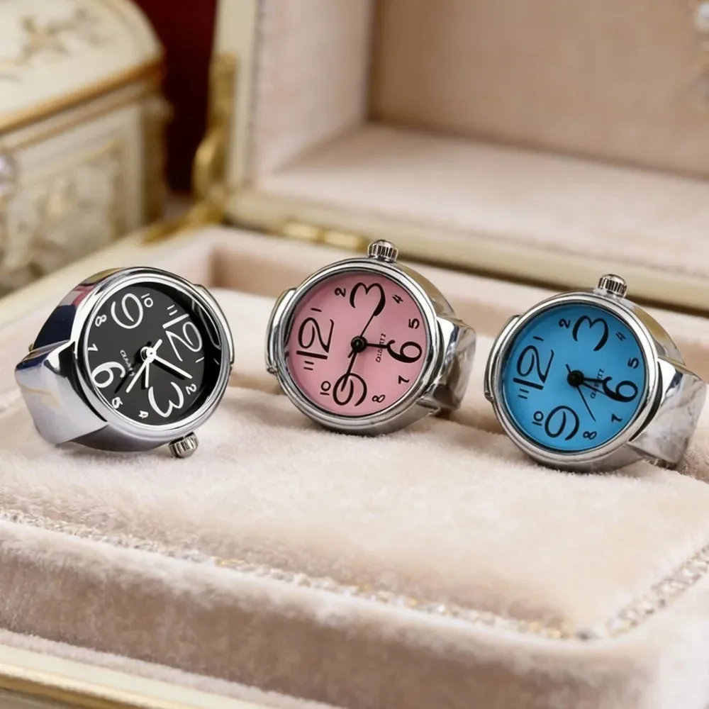 Creative Ring Watch Circular Dial Alloy Case Finger Watch for Men Women Couple, Hot Sale Mini Round Wrist Ring Watch Gift view 4