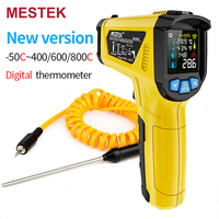 Mestek Non-contact Pyrometer 400/800°C Digital Infrared Thermometer t600a Color Light Alarm High Temperature Meter Termometro