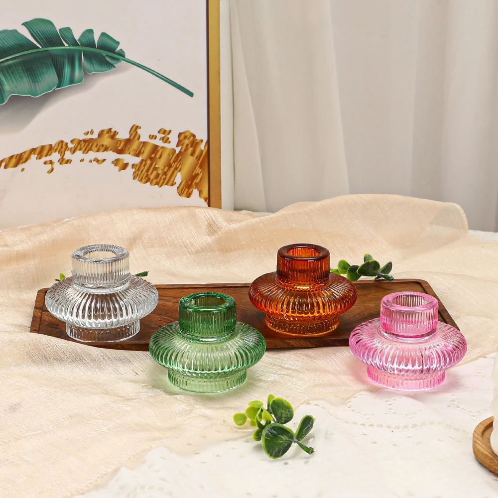 Bunte europäische vertikale Muster Kerzenhalter Laterne Kerzenhalter Home Decor Hochzeit Party Tischdekoration Dekoration