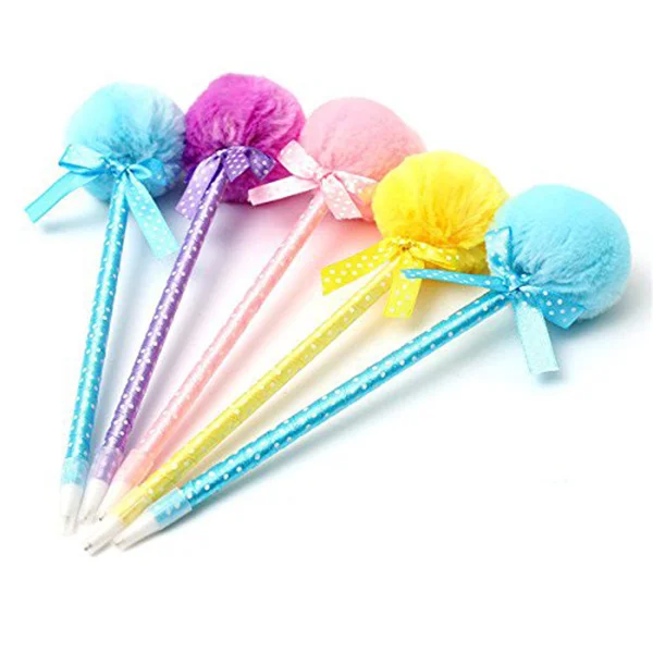 5pcs Cartoon Ballpoint Pens Ribbon Adorable Stylus Pen For Party Favors Stationery Gift Teenage