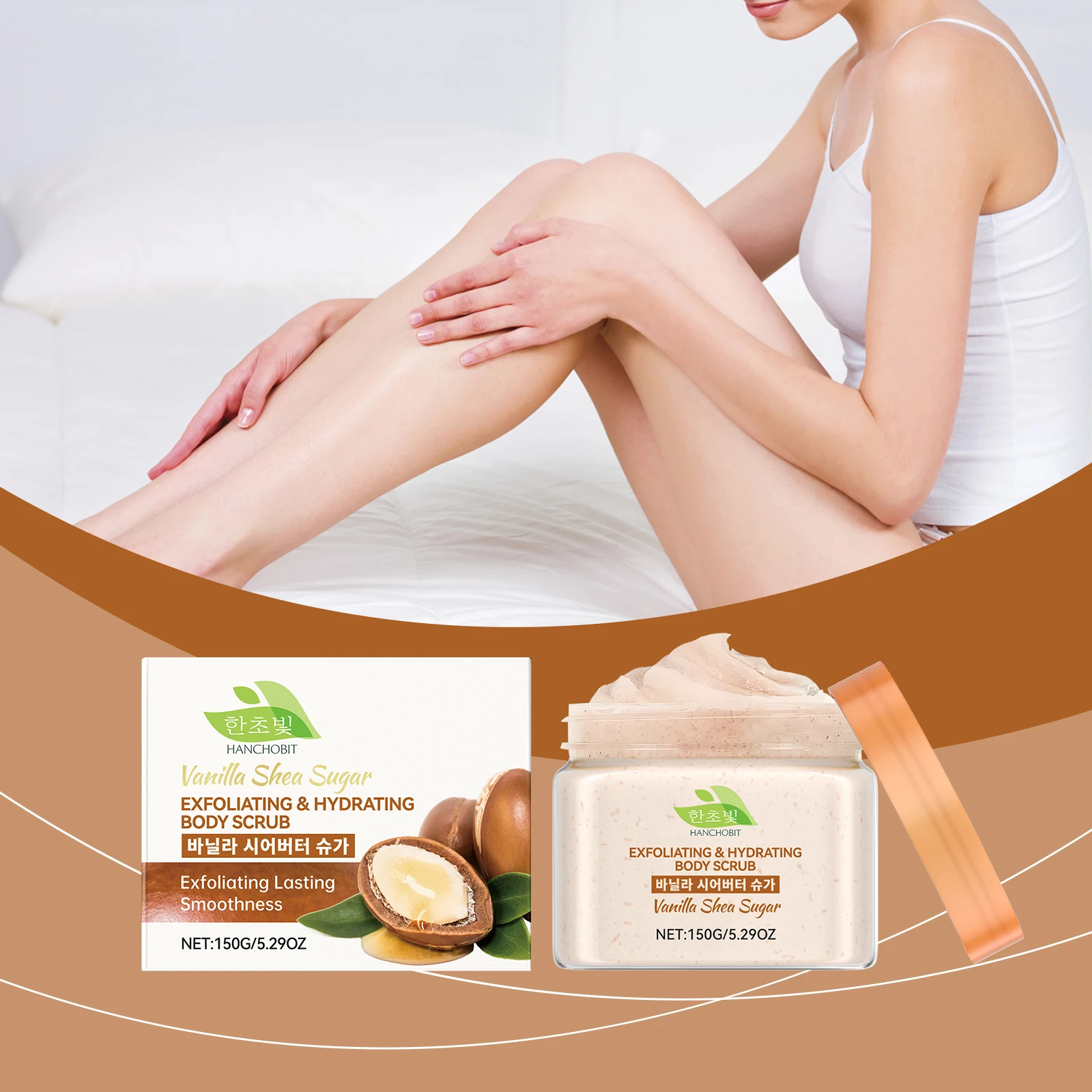 Vanilla Shea Sugar Body Scrub – Exfoliating & Hydrating for Soft Skin,