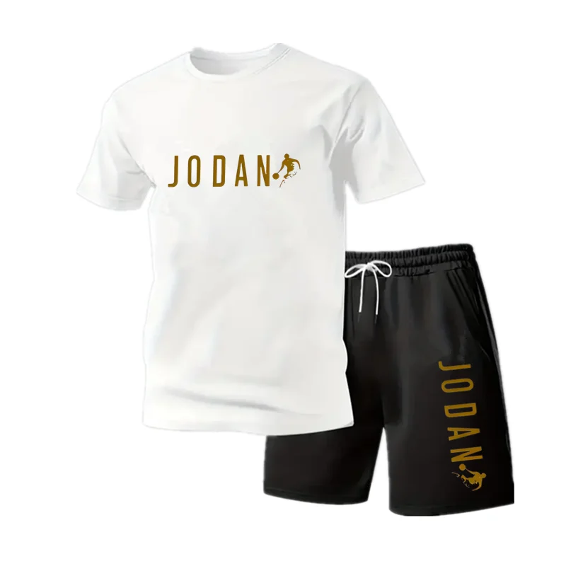 

Summer Fashion Trendy Casual Sports Two Piece Set Youth Men's Short sleeved T-shirt+Shorts Set