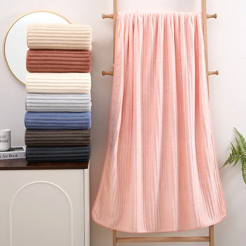 Extra Thick Coral Fleece Bath Towel 90170：90170cm Quick-dry  Soft & Super Absorbent  Household Wrap Towel