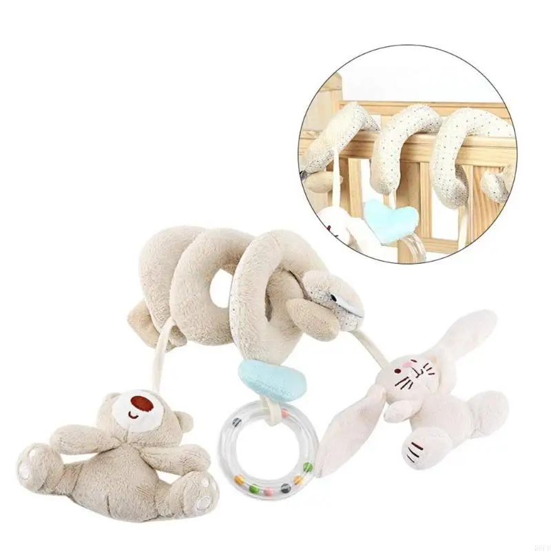 R6FD Infant Spiraled Wrap Plush Rattle Toy For Baby Travel and Indoor Entertainment