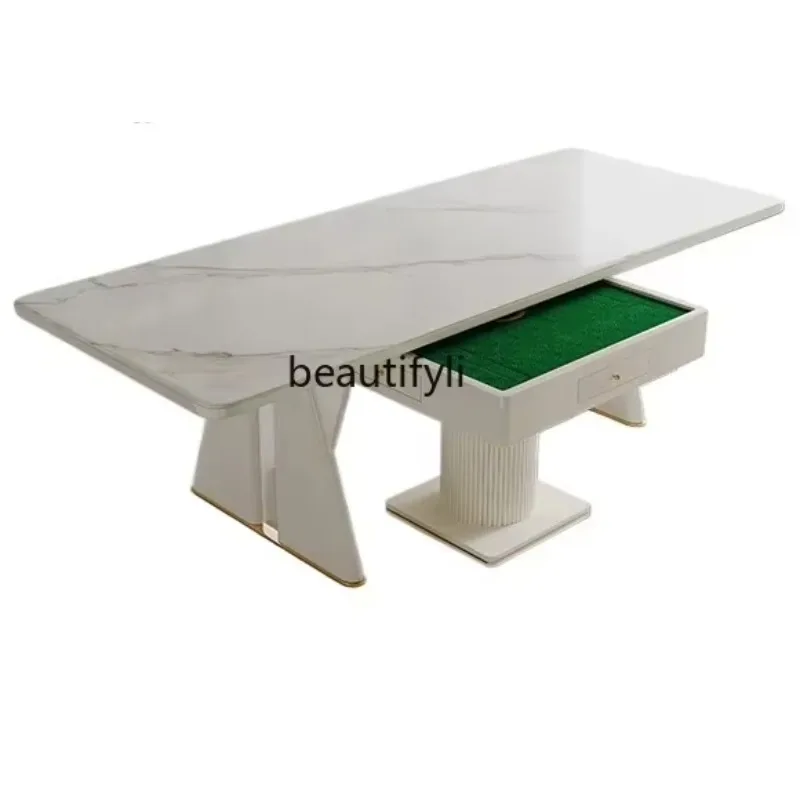 

new Modern rock slab living room mahjong table dining table integrated multifunctional electric multifunctional mahjong mac