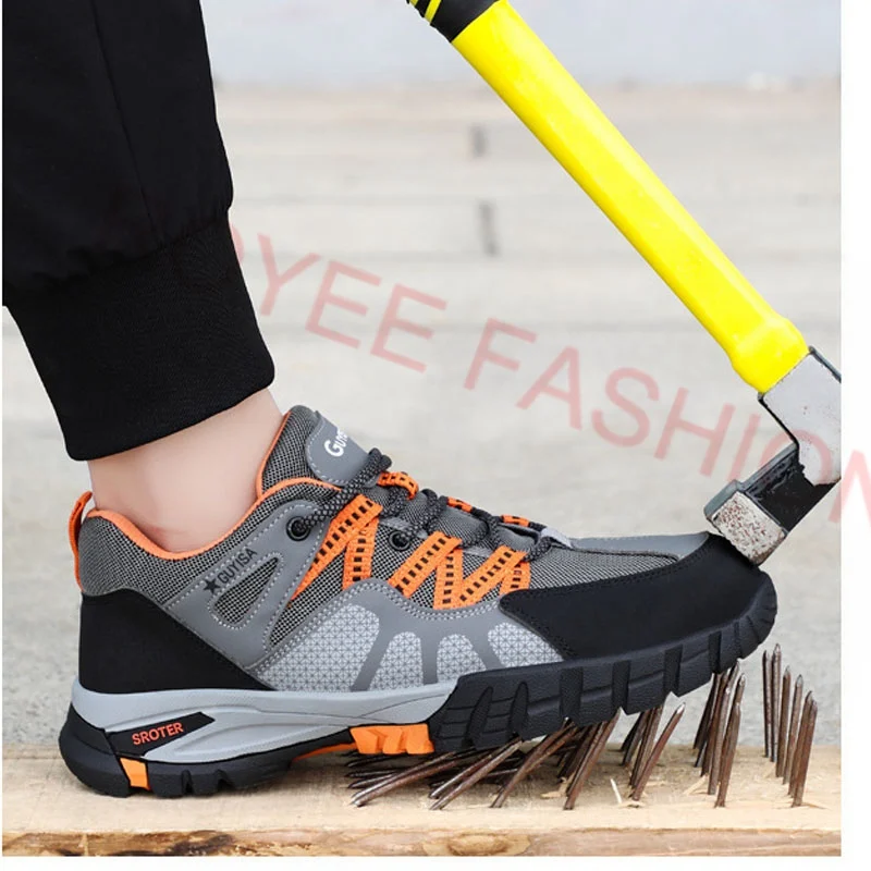 2023 Work Boots Work Safety Boots Work Shoes Safety Steel Cap Shoes Men Anti-smash anti-puncture Pink Shoes Safety Shoes for men