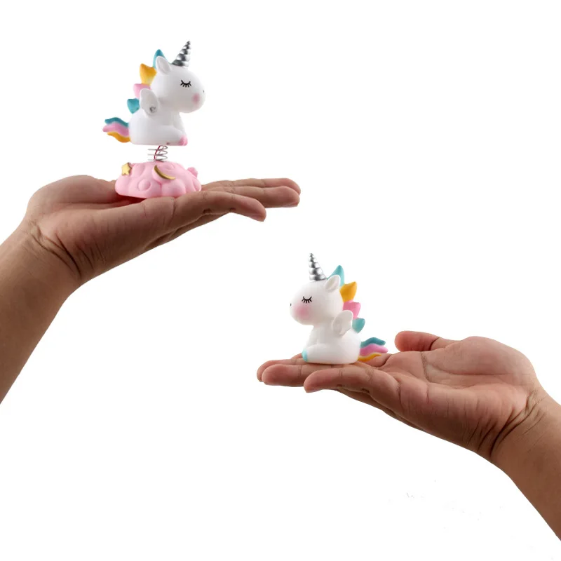 Light-up Unicorn Ornament Lights Fun Cartoon Rocking Pegasus Rainbow Horse Desktop Decorative Ornament With Base Kids Toy Gift