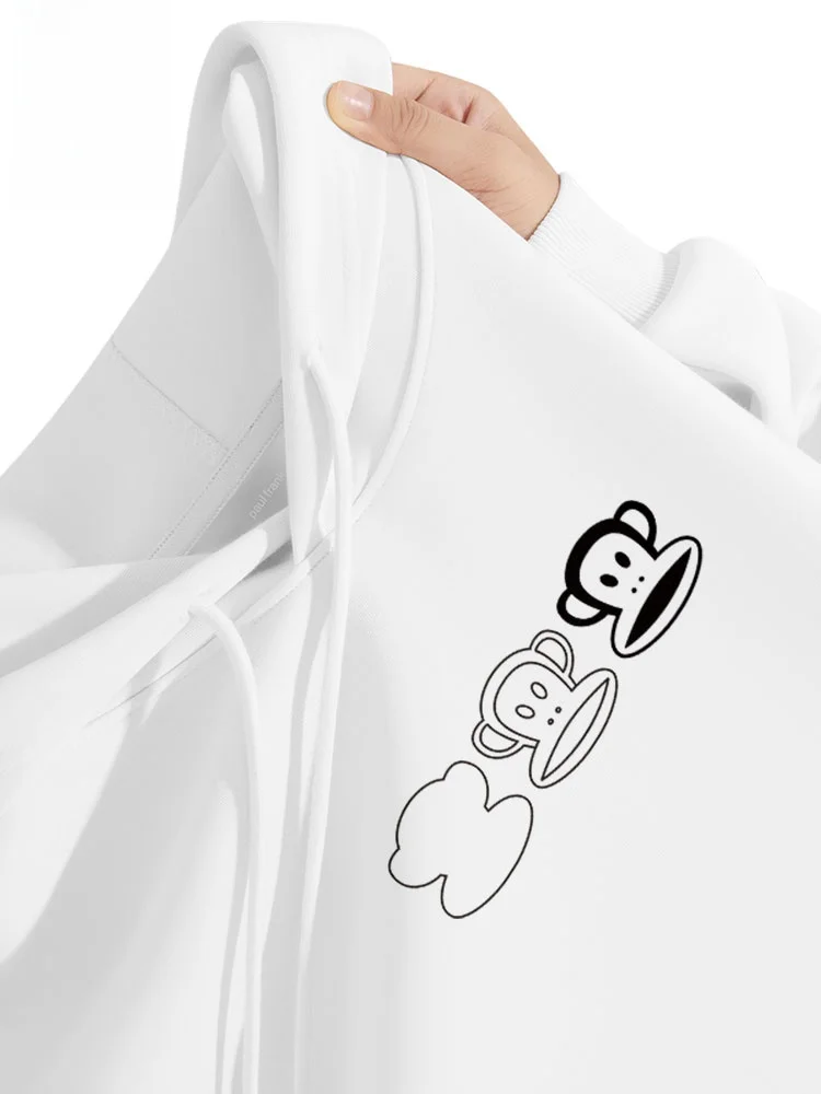 

Мужская толстовка с длинным рукавом, весна 2025, американский модный бренд, с принтом обезьяны, белая, повседневная, удобная, из хлопка и полиэстера