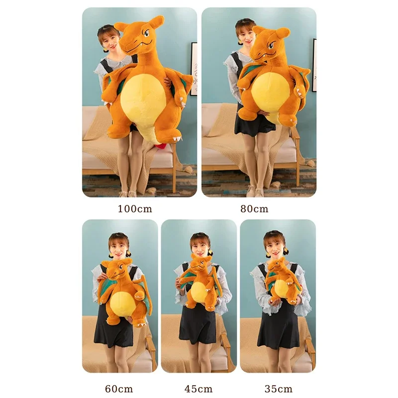 Pokemon Charizard Large Plush Toys Anime Doll Pillow Cartoon Giant Charmander Pokémon Plushie Stuffed Gift for Kids Christmas