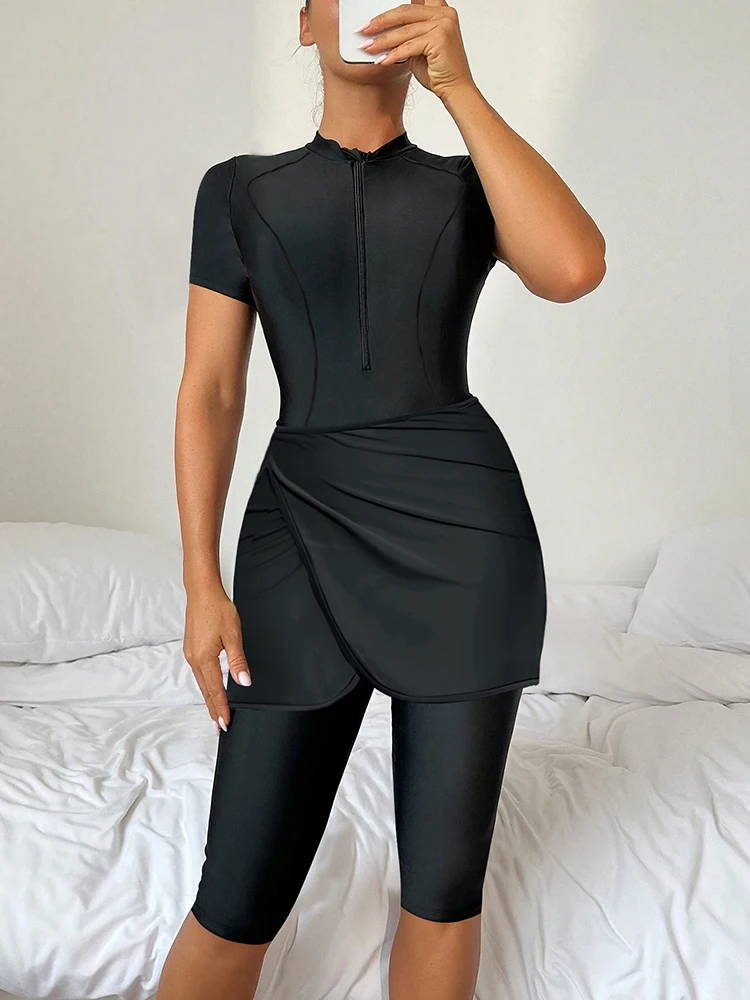 

3PCS/Set Summer Beach Modest Burkinis Femmes Muslim Swimwears Islamic Women Bathing Swimming Suit Short Sleeve
