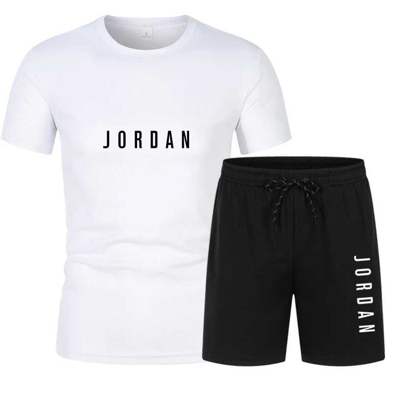 

Men's Summer Fitness Activewear Set Breathable Quick-Drying Short-Sleeve T-Shirt And Shorts Leisure Wear for Comfortable Movemen