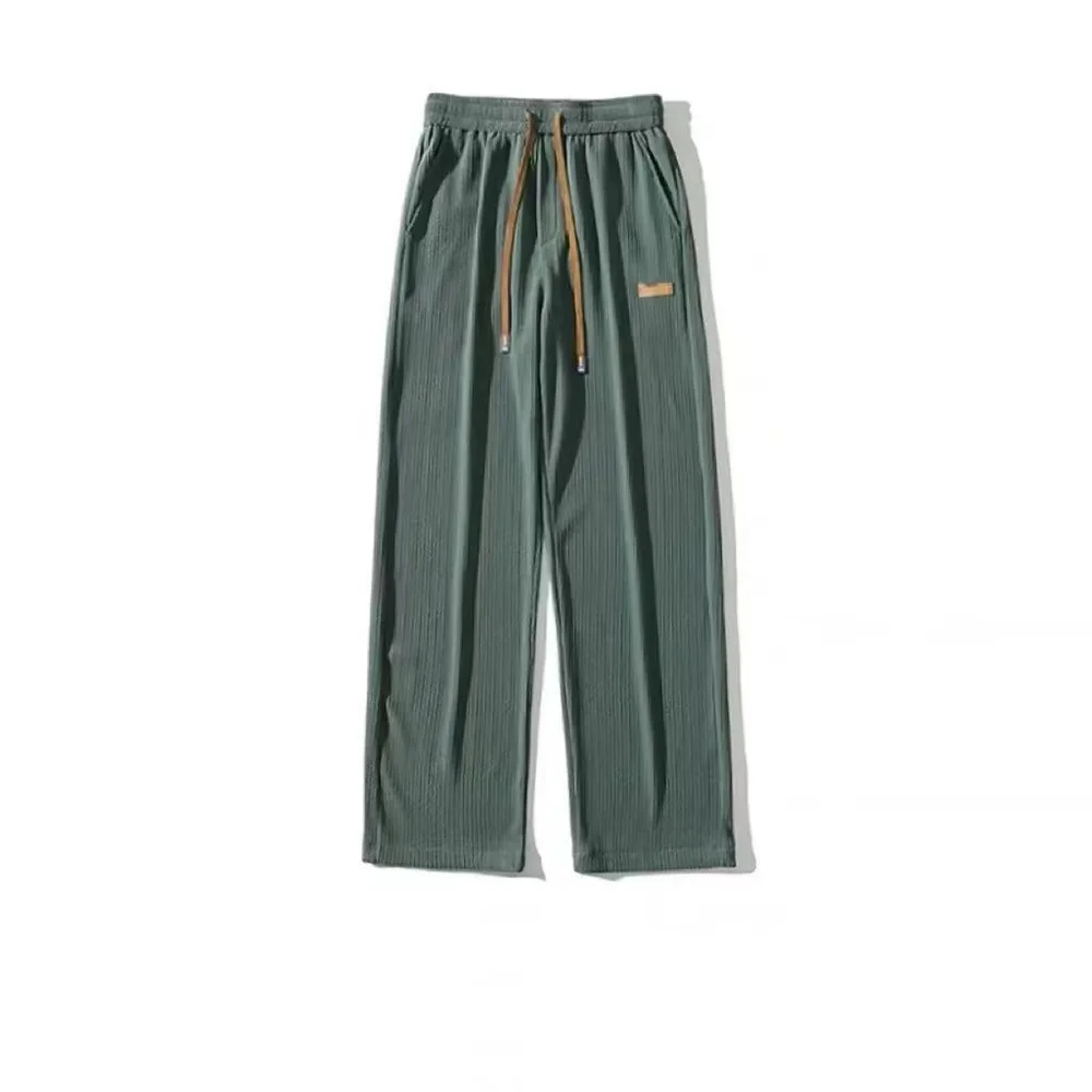 Ins Fashion Summer Thin Casual Ice Silk Straight Leg Pants Oversize Loose Versatile Men Korean Wide Leg Pants Boys Streetwear