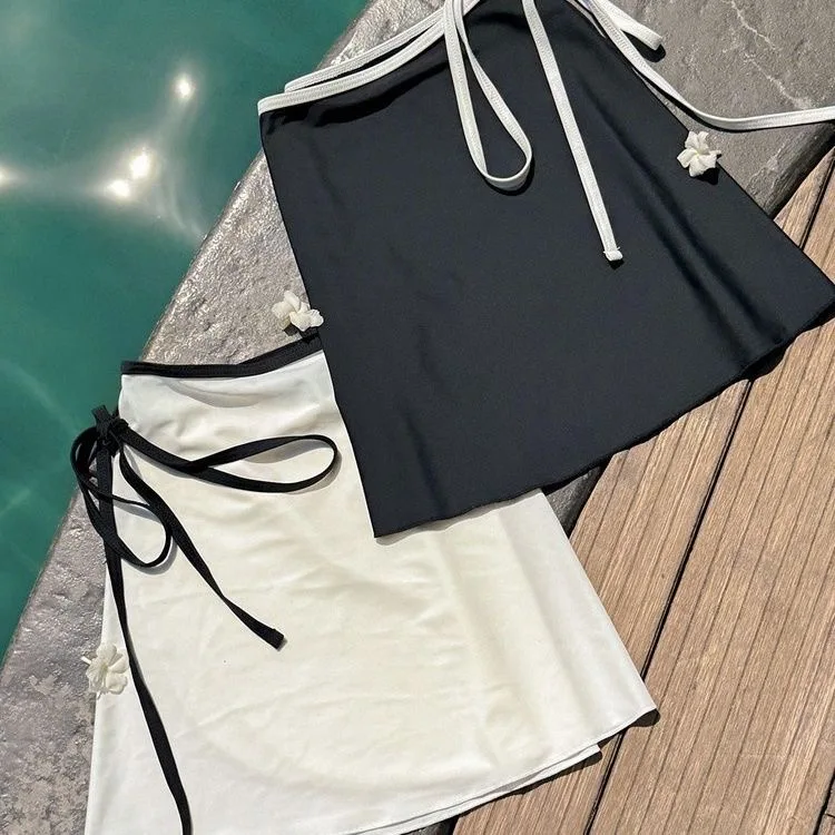 Pure Color Bikini Anti-Light Skirt Separate One-Piece Beach Vacation Skirt Korean Version New Ins Style Swimming Suit Skirt
