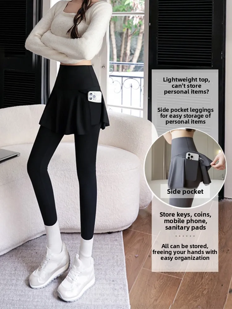 plus Size Women's Yoga Pants with kets Fce Lined ark Skin Design High Waist Long Trousers Casual Faion plus Size