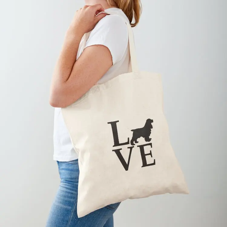 

Love cocker spaniel Tote Bag shopping bags foldable supermarket folding bag Handbags sacs de shopping