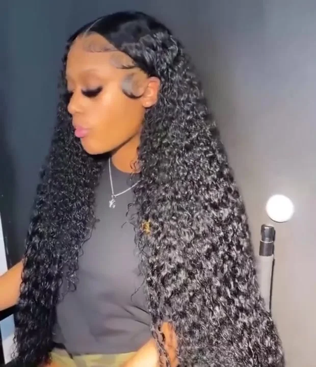 Peluca Frontal de onda profunda transparente HD, pelucas de cabello humano con frente de encaje rizado 13x 4/13x6 para mujeres, peluca con cierre de agua húmeda y ondulada 5x5