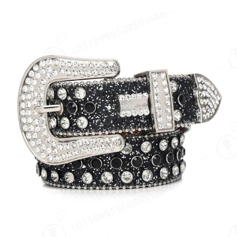 Men Full Rhinestone Inlaid Waist Strap Hip Hop Punk Trendy Decor Belt Matching Jeans Fashion Accessory