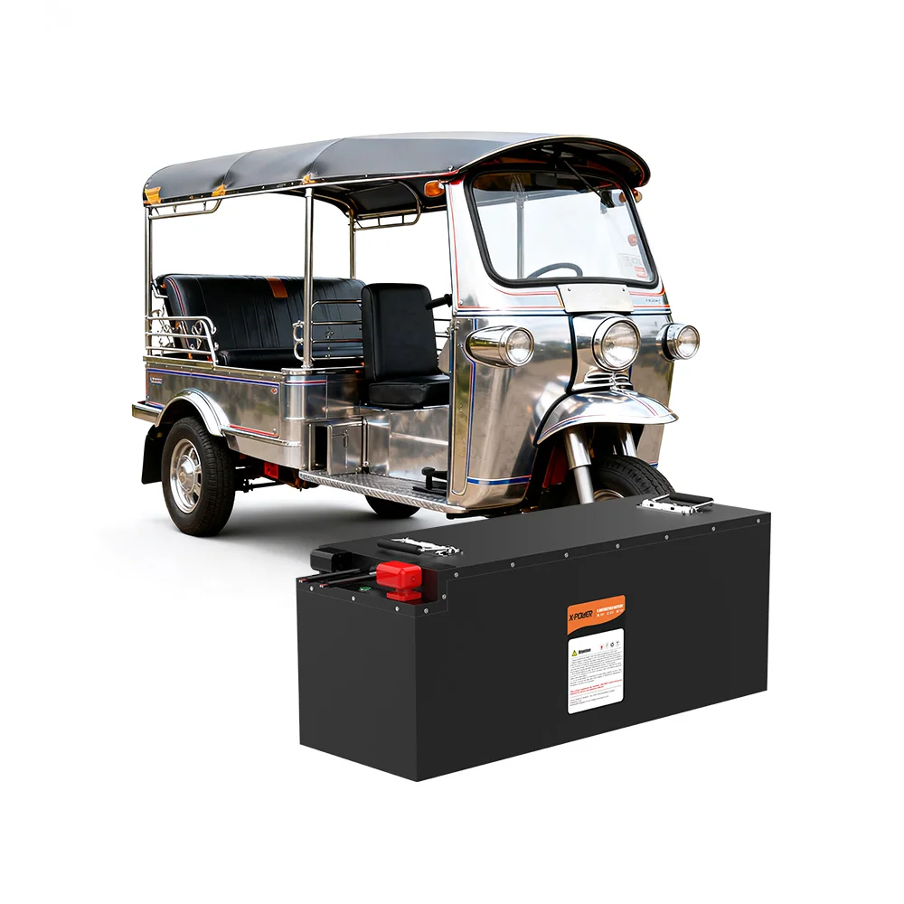 

X-Power Tuktuk Battery High Capacity 76.8V 125Ah LiFePO4 Maintenance-Free Solar-Powered Rickshaw 50Ah 150A Discharge 400A LCD
