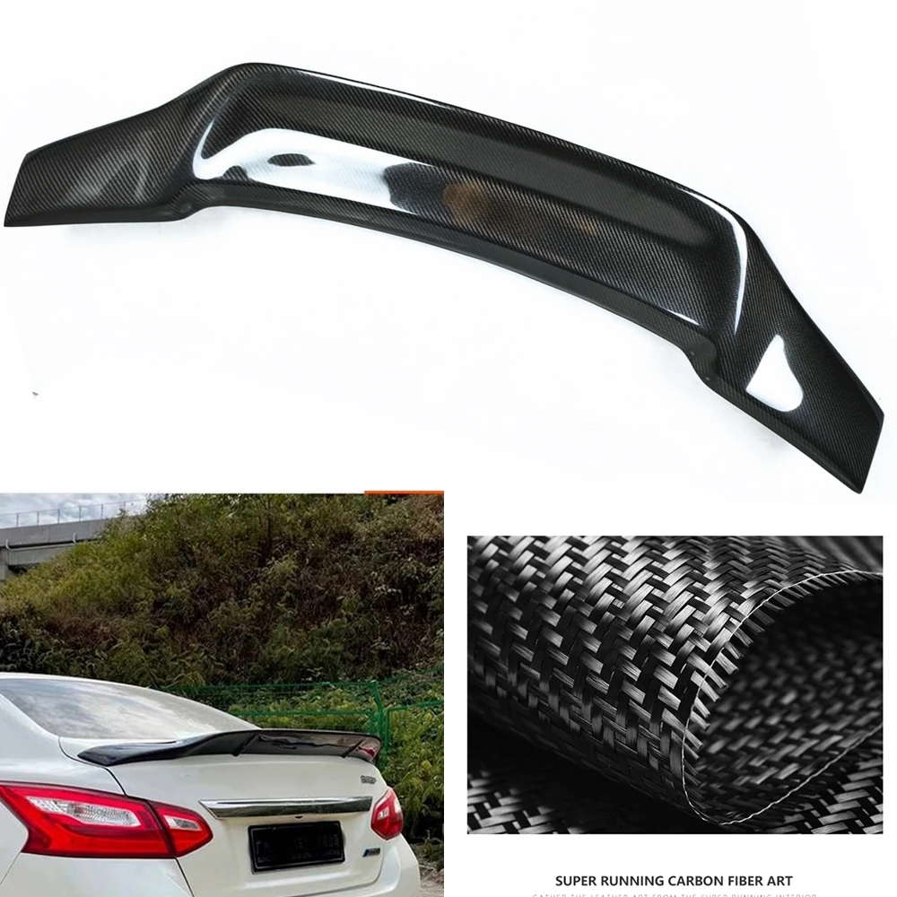 Carbon Fiber Car Rear Trunk Spoiler Wing Tailgate Lid Splitter Trim Lip For Nissan Altima Teana 2013-2015 R Style