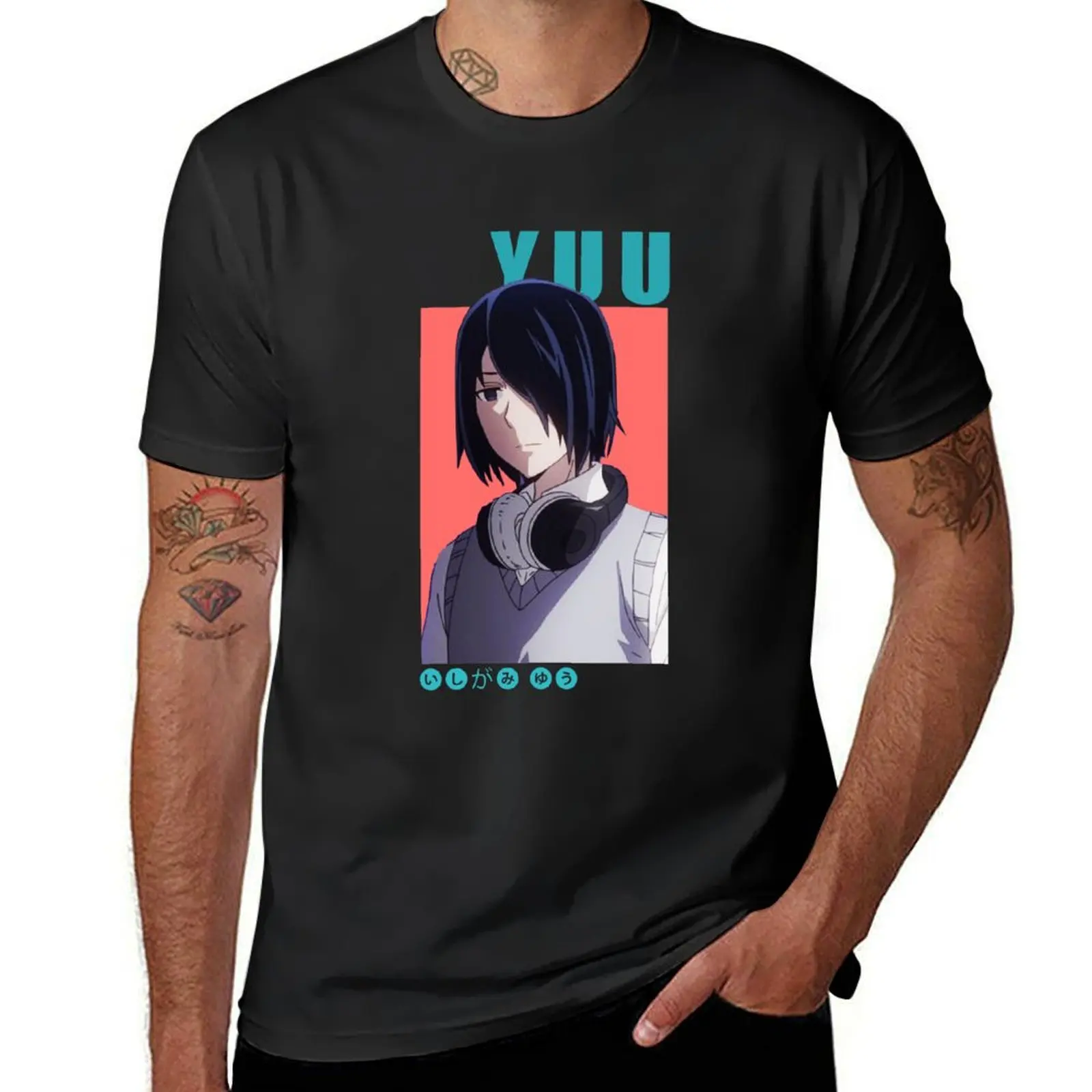 Yu T-Shirt blacks summer top plus size tops plain black t shirts men