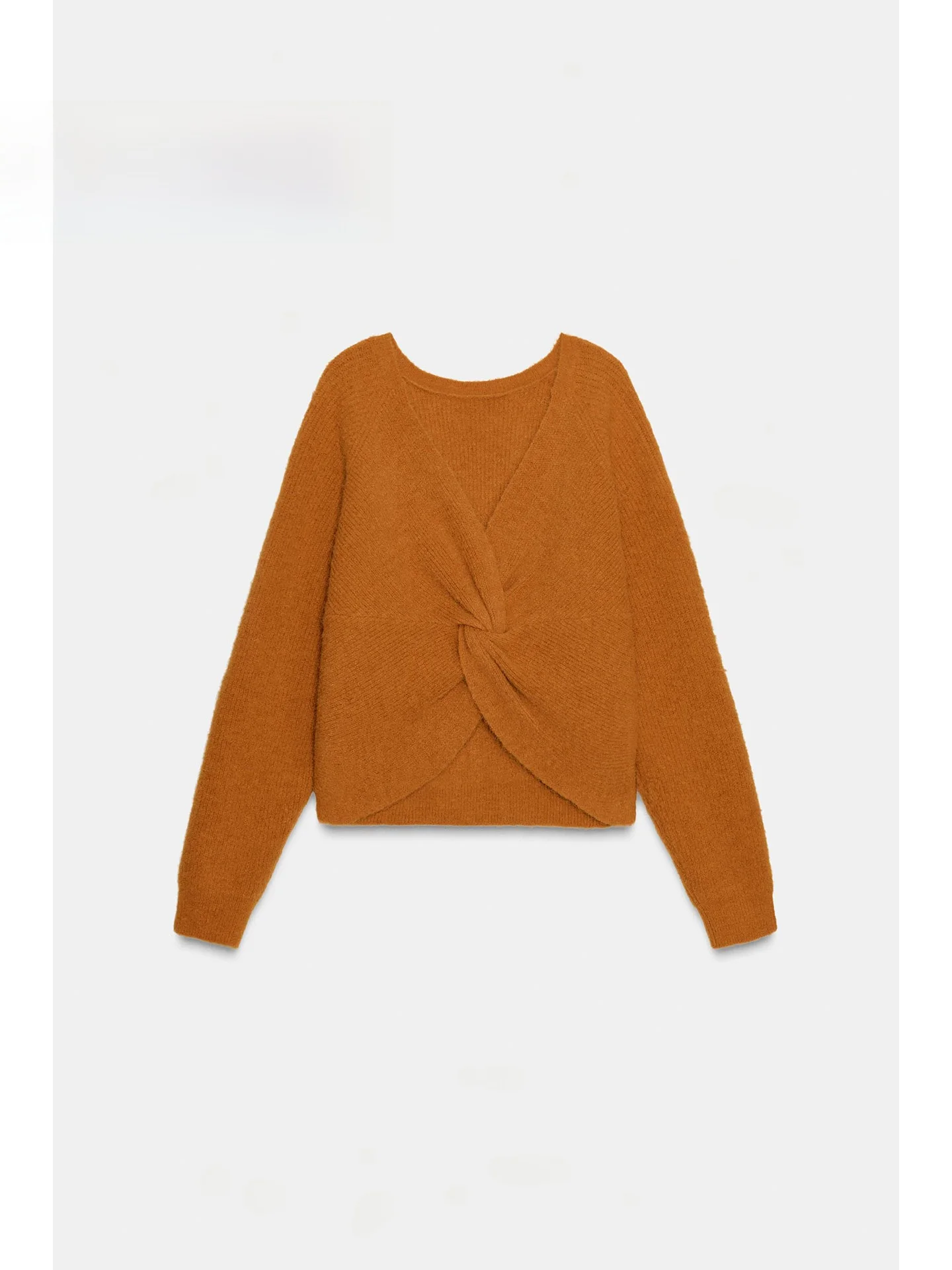 Winter 2025 Women's round Ne Long Sve Knitted Sweater Soft Ba Knot Decor Loose Fit Casual Sle ort Length Top