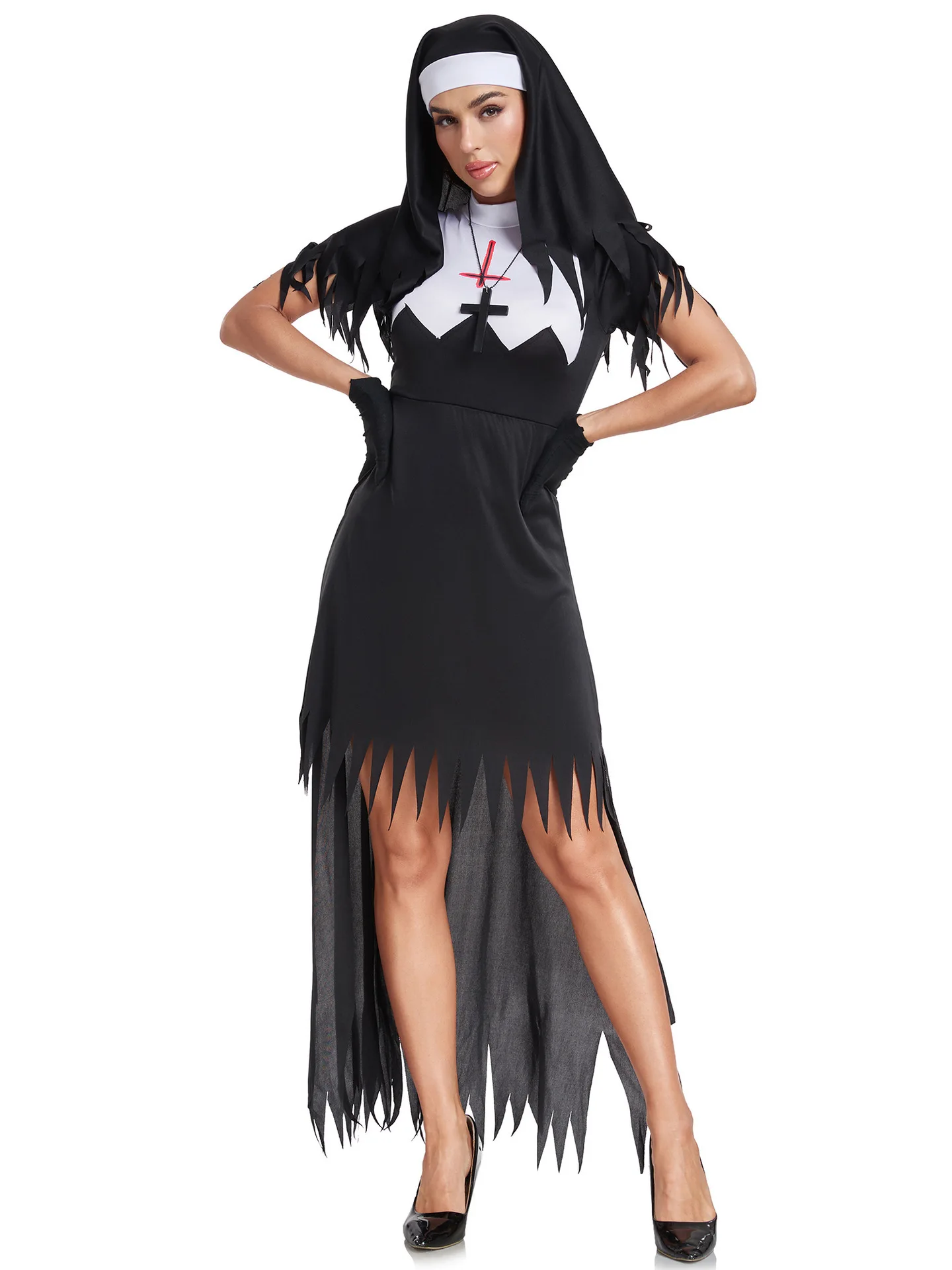 

Halloween Nun Cosplay Costume Demon Theme Women's Fashion Stage Performance Traditional Chinese Ethnic Wear