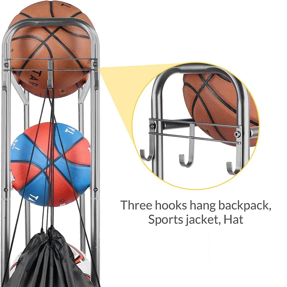 Sport Equipment Storage Rack Football Basketball Storage Rack Ball Stand Storage Holder for Home Neasting WIth Rolling Wheels