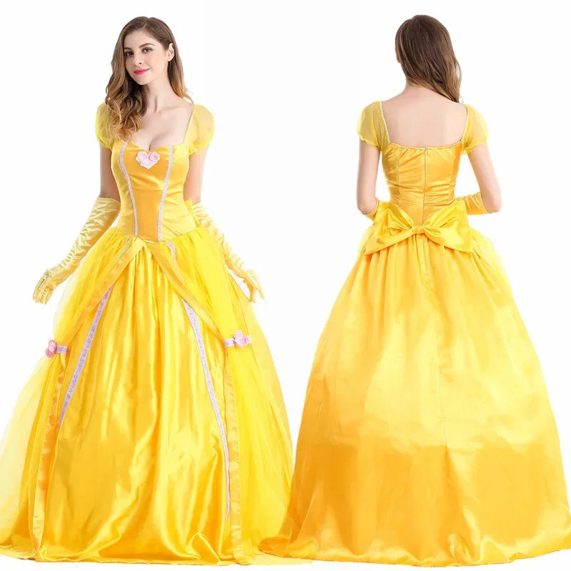 Belle Costume Adult Women Halloween Costume Cos Belle Princess Dress Adult Belle Masquerade Costume