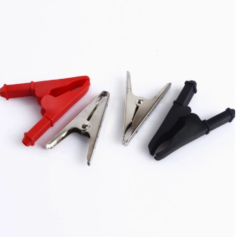1 set of insulated metal copper alligator clip electric test 7cm big alligator clip 1 red +1 black, test clip power